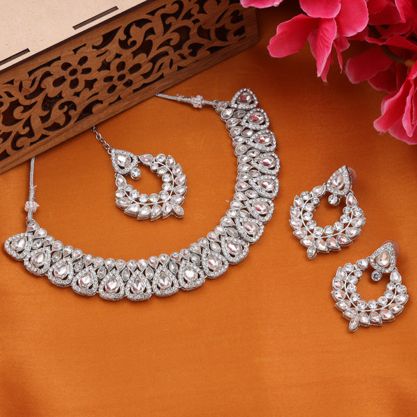 SILVER ASHIKA AD NECKLACE SET