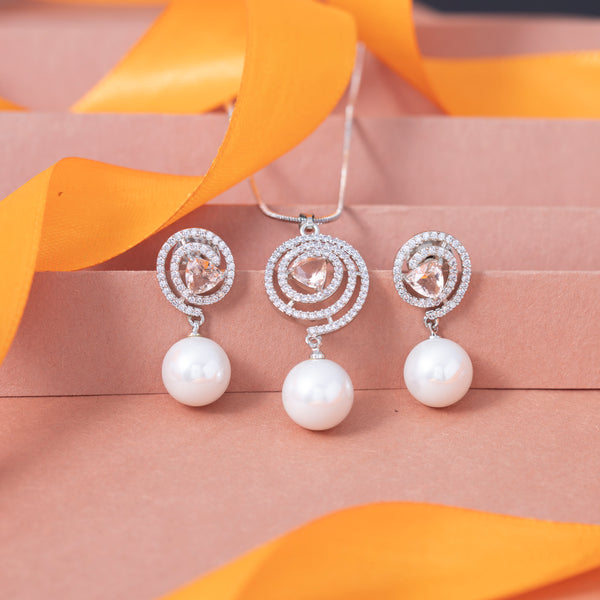 PINK SAMANTHA PEARL AD CHAIN PENDANT SET