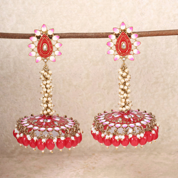 Pink Anamika Jhumkis