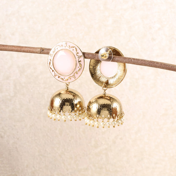 Pink Golden Aarohi Jhumkis