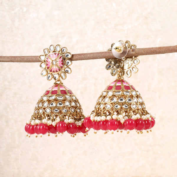 Pink Ravina Jhumkis