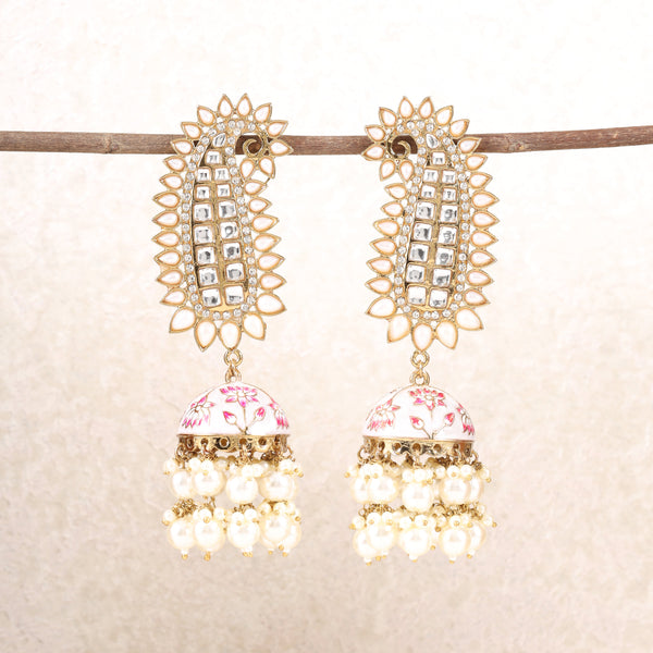 White Pearl Vrinda Jhumkis