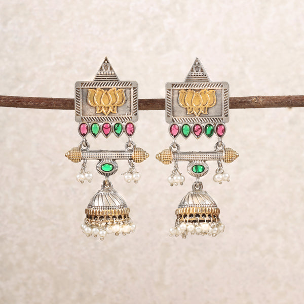 Antique Silver Pankaja Jhumkis