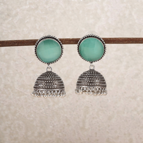 Mint Antique Silver Hansika Jhumkis