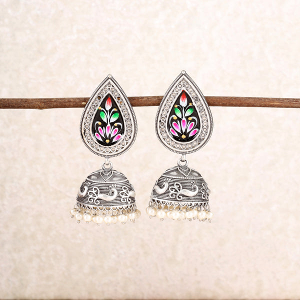 Black Oxidised Silver Kashvi Jhumkis