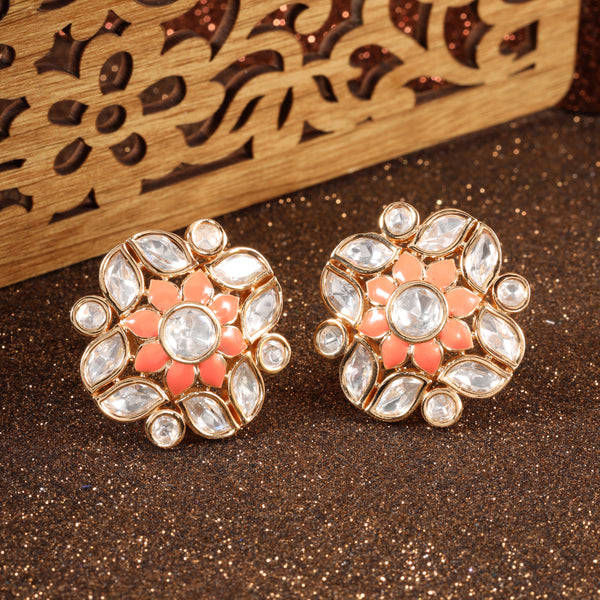 Coral Golden Barkha Studs