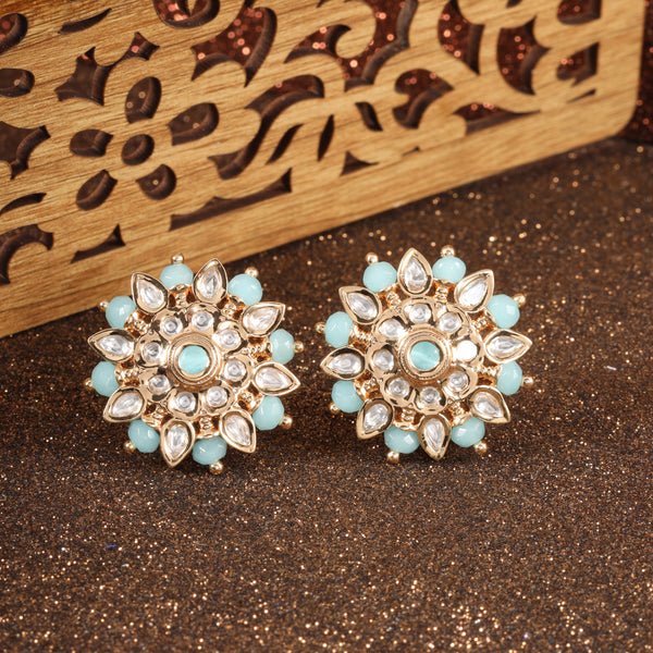 Turquoise Golden Bhanumati Studs