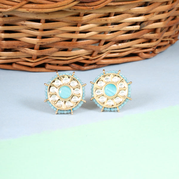TURQUOISE GOLDEN EKTA STUDS