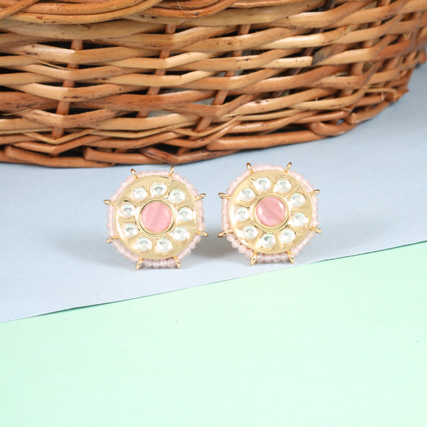 PINK GOLDEN EKTA STUDS